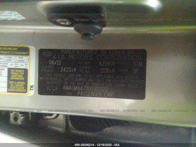 Photo 8 VIN: KNAGM4A73D5310123 - KIA OPTIMA 