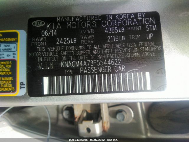 Photo 8 VIN: KNAGM4A73F5544622 - KIA OPTIMA 