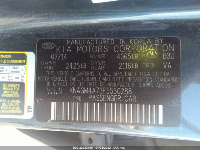 Photo 8 VIN: KNAGM4A73F5550288 - KIA OPTIMA 