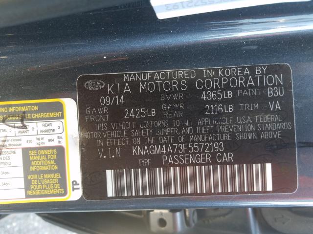 Photo 9 VIN: KNAGM4A73F5572193 - KIA OPTIMA LX 