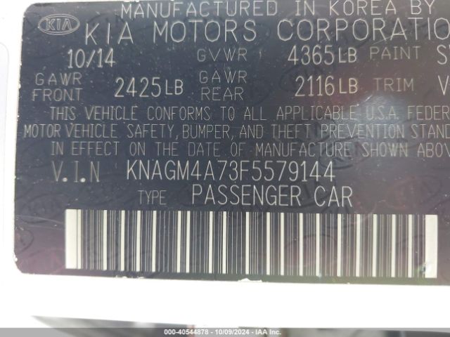 Photo 8 VIN: KNAGM4A73F5579144 - KIA OPTIMA 