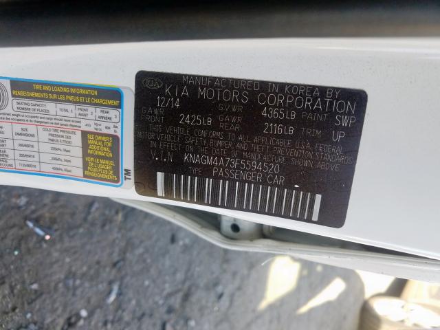 Photo 9 VIN: KNAGM4A73F5594520 - KIA OPTIMA LX 