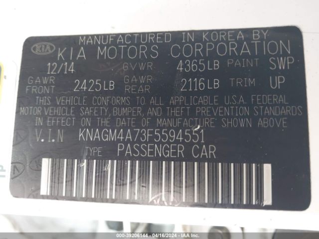 Photo 8 VIN: KNAGM4A73F5594551 - KIA OPTIMA 