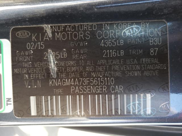 Photo 9 VIN: KNAGM4A73F5615110 - KIA OPTIMA LX 