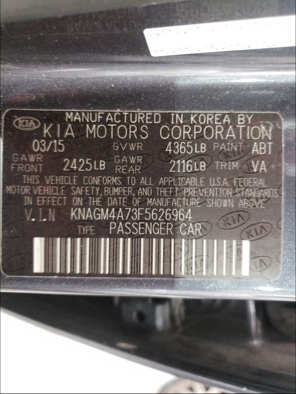 Photo 9 VIN: KNAGM4A73F5626964 - KIA OPTIMA LX 