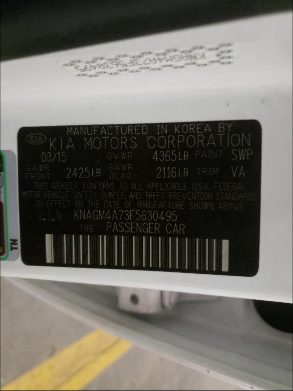 Photo 9 VIN: KNAGM4A73F5630495 - KIA OPTIMA LX 