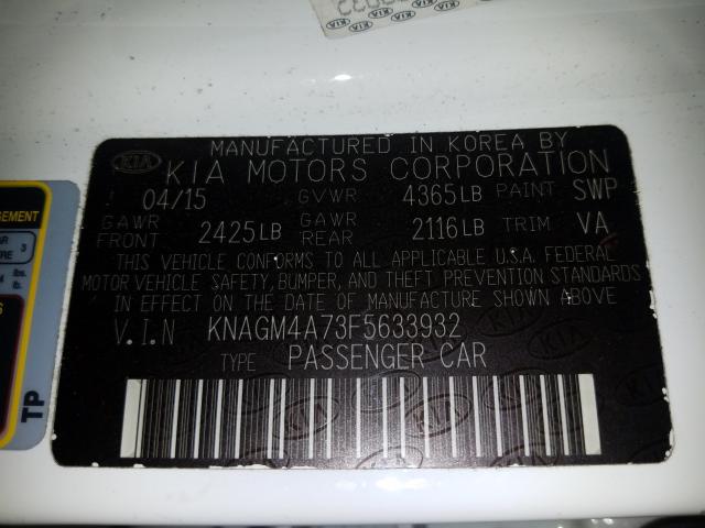 Photo 9 VIN: KNAGM4A73F5633932 - KIA OPTIMA 