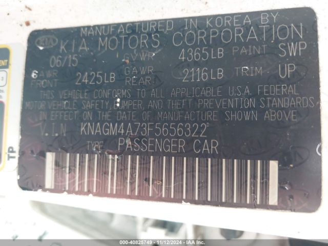 Photo 8 VIN: KNAGM4A73F5656322 - KIA OPTIMA 