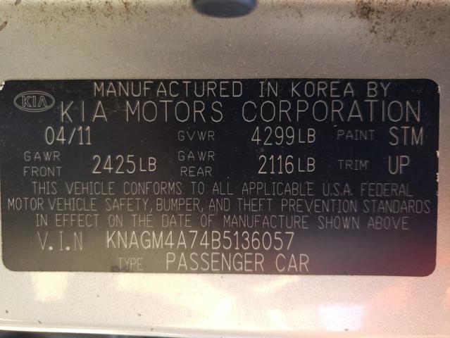 Photo 11 VIN: KNAGM4A74B5136057 - KIA OPTIMA LX 