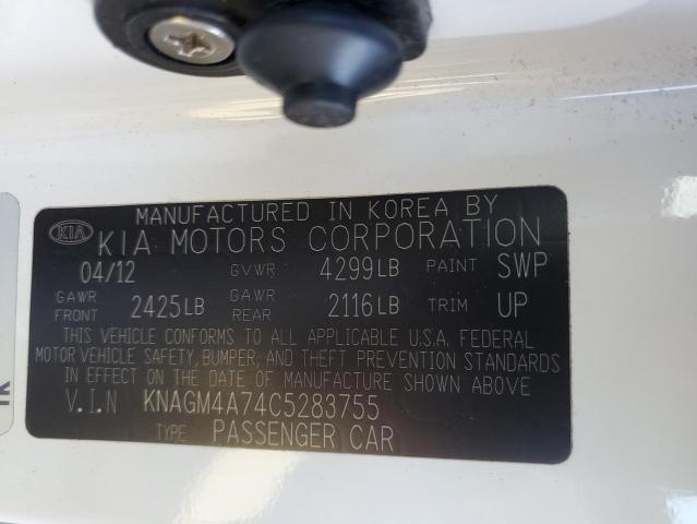 Photo 11 VIN: KNAGM4A74C5283755 - KIA OPTIMA 