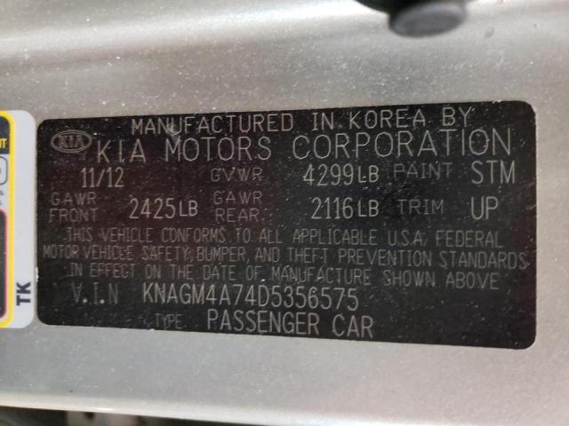 Photo 9 VIN: KNAGM4A74D5356575 - KIA OPTIMA LX 