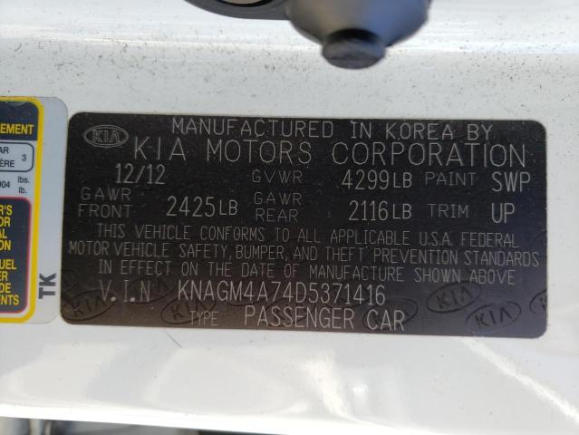 Photo 11 VIN: KNAGM4A74D5371416 - KIA OPTIMA LX 