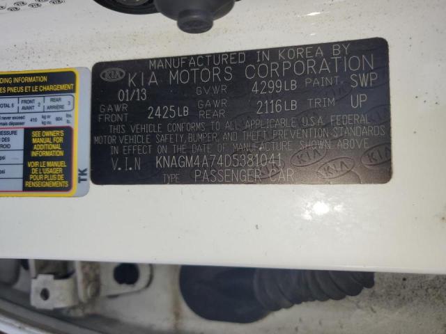 Photo 11 VIN: KNAGM4A74D5381041 - KIA OPTIMA LX 