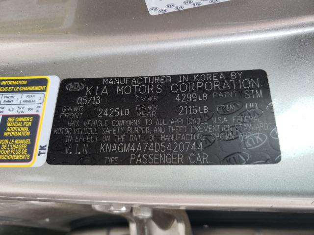 Photo 9 VIN: KNAGM4A74D5420744 - KIA OPTIMA LX 