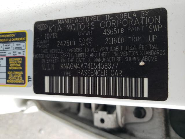 Photo 11 VIN: KNAGM4A74E5458377 - KIA OPTIMA 