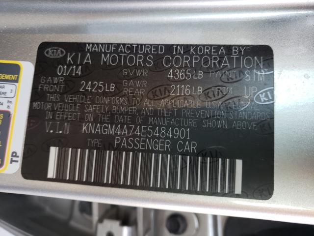 Photo 9 VIN: KNAGM4A74E5484901 - KIA OPTIMA LX 