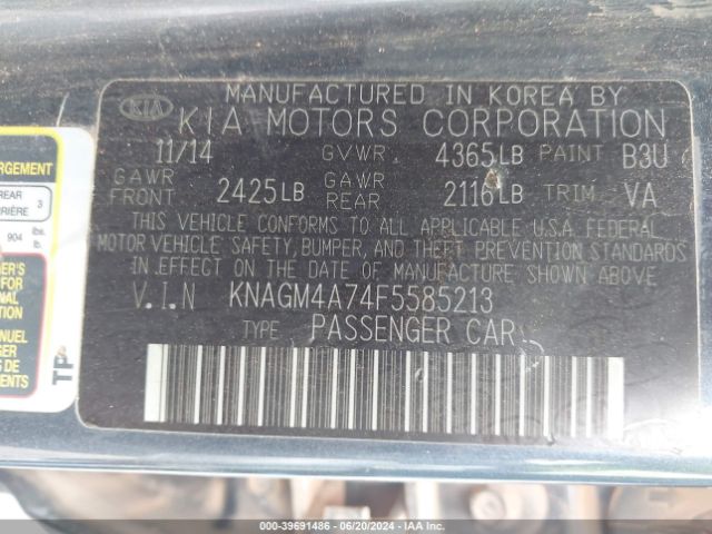 Photo 8 VIN: KNAGM4A74F5585213 - KIA OPTIMA 