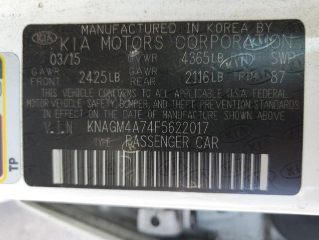 Photo 11 VIN: KNAGM4A74F5622017 - KIA OPTIMA LX 