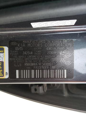 Photo 9 VIN: KNAGM4A74F5630327 - KIA OPTIMA LX 