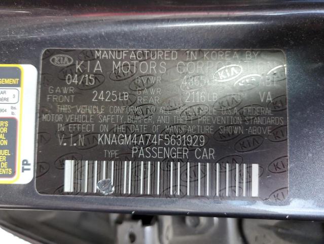 Photo 11 VIN: KNAGM4A74F5631929 - KIA OPTIMA LX 