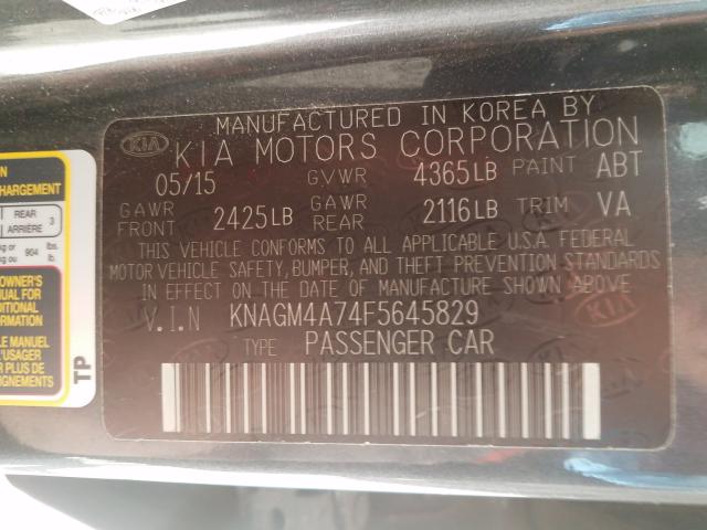 Photo 9 VIN: KNAGM4A74F5645829 - KIA OPTIMA 