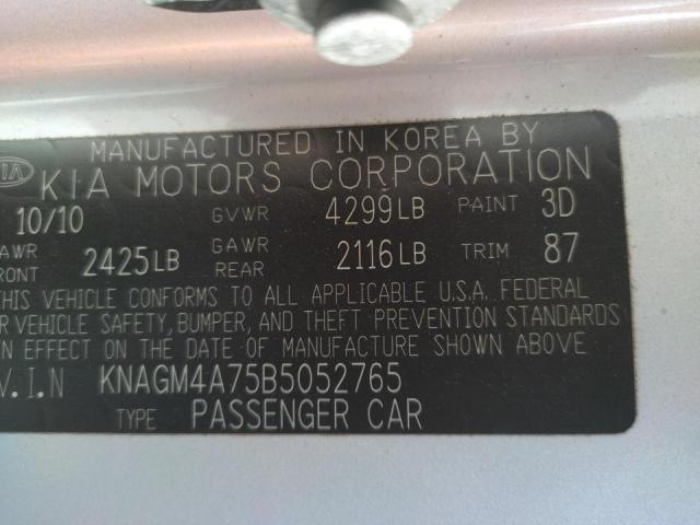 Photo 9 VIN: KNAGM4A75B5052765 - KIA OPTIMA LX 