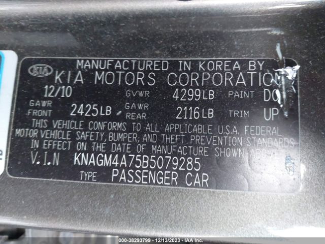 Photo 8 VIN: KNAGM4A75B5079285 - KIA OPTIMA 