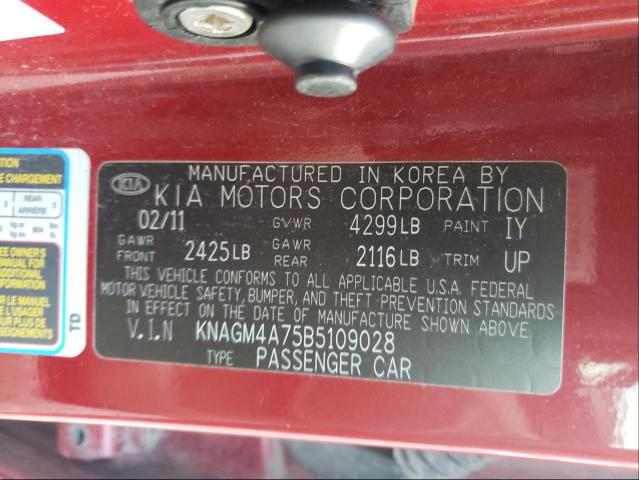 Photo 9 VIN: KNAGM4A75B5109028 - KIA OPTIMA LX 