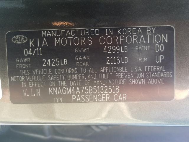 Photo 9 VIN: KNAGM4A75B5132518 - KIA OPTIMA LX 