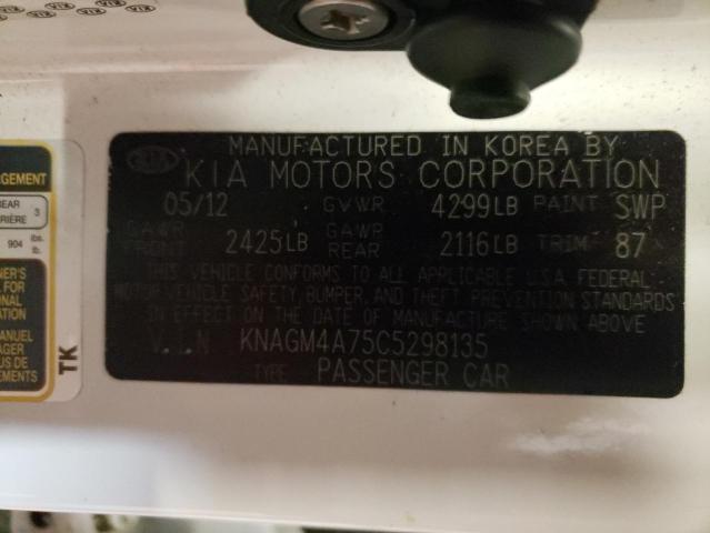 Photo 9 VIN: KNAGM4A75C5298135 - KIA OPTIMA LX 