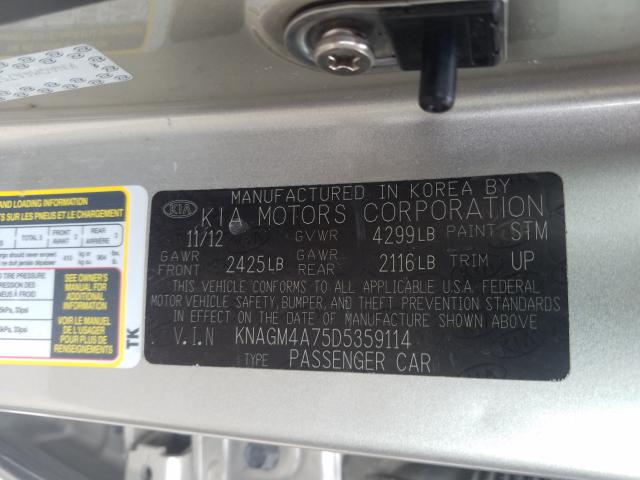 Photo 9 VIN: KNAGM4A75D5359114 - KIA OPTIMA LX 