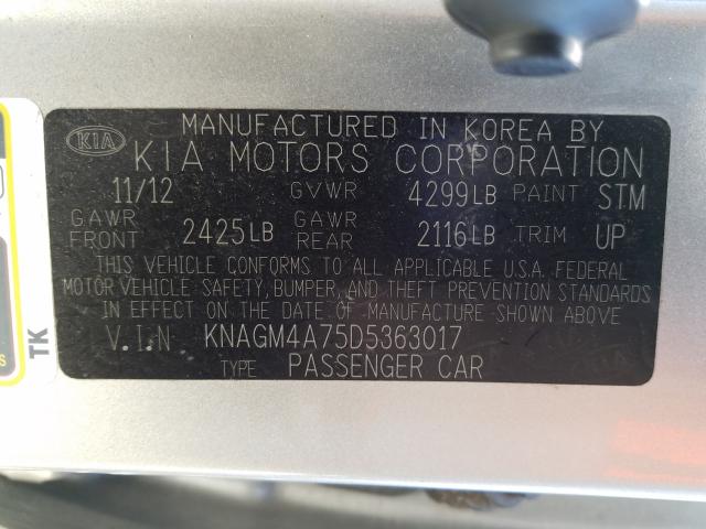 Photo 9 VIN: KNAGM4A75D5363017 - KIA OPTIMA LX 