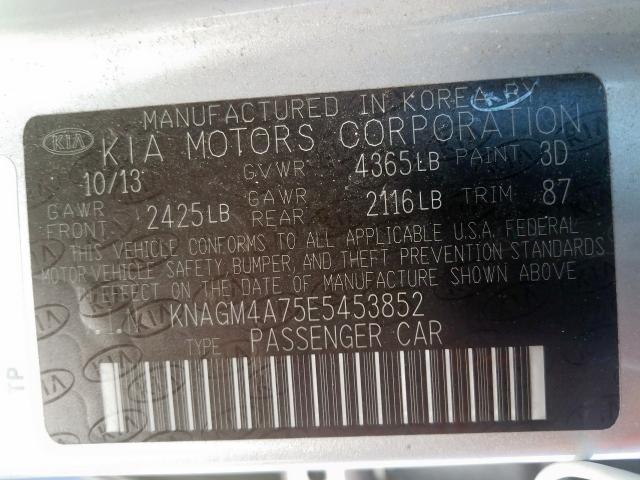 Photo 9 VIN: KNAGM4A75E5453852 - KIA OPTIMA LX 