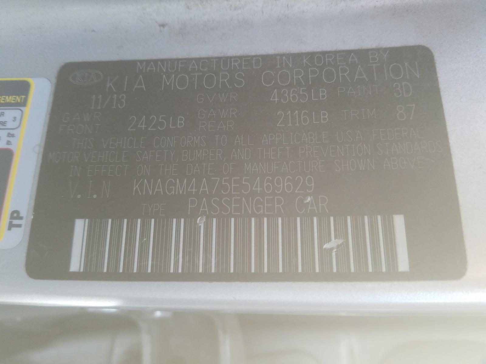 Photo 9 VIN: KNAGM4A75E5469629 - KIA OPTIMA LX 