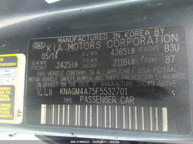 Photo 8 VIN: KNAGM4A75F5532701 - KIA OPTIMA 