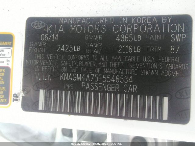 Photo 8 VIN: KNAGM4A75F5546534 - KIA OPTIMA 