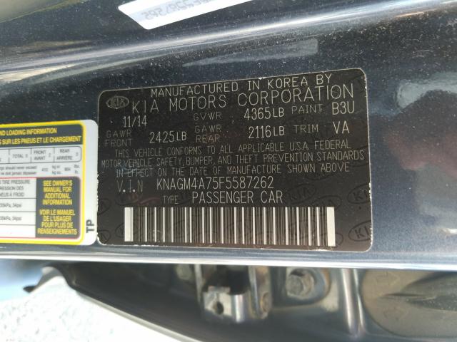 Photo 9 VIN: KNAGM4A75F5587262 - KIA OPTIMA LX 