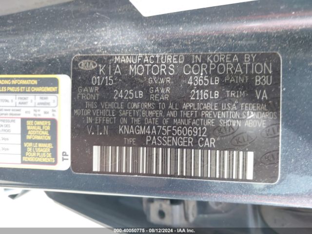 Photo 8 VIN: KNAGM4A75F5606912 - KIA OPTIMA 