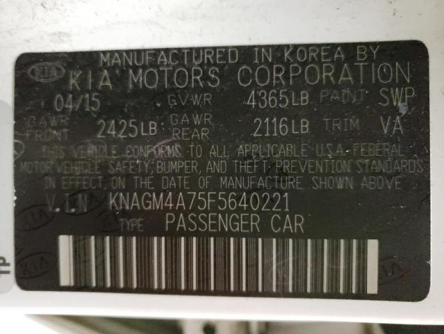 Photo 9 VIN: KNAGM4A75F5640221 - KIA OPTIMA LX 