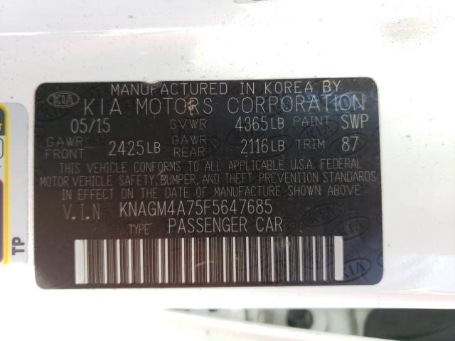 Photo 9 VIN: KNAGM4A75F5647685 - KIA OPTIMA LX 