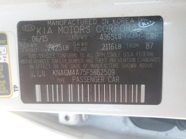 Photo 12 VIN: KNAGM4A75F5662509 - KIA OPTIMA 