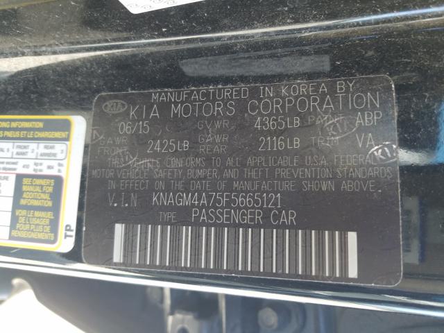 Photo 9 VIN: KNAGM4A75F5665121 - KIA OPTIMA LX 