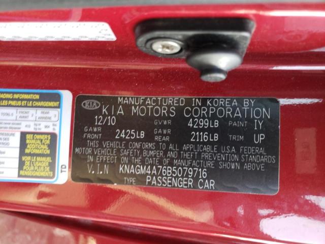 Photo 9 VIN: KNAGM4A76B5079716 - KIA OPTIMA LX 