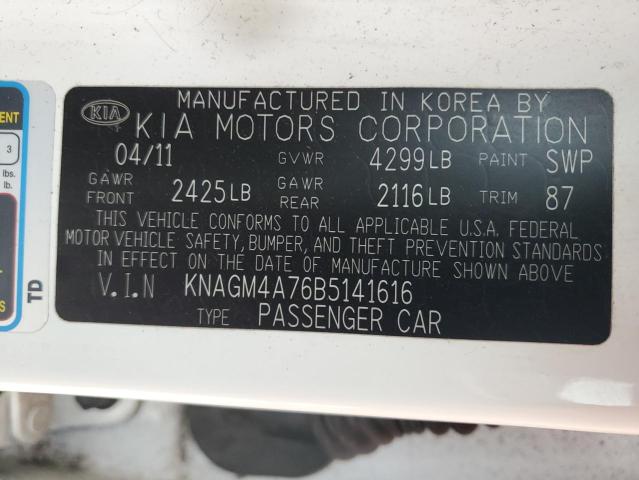 Photo 11 VIN: KNAGM4A76B5141616 - KIA OPTIMA LX 