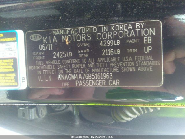 Photo 8 VIN: KNAGM4A76B5161963 - KIA OPTIMA 