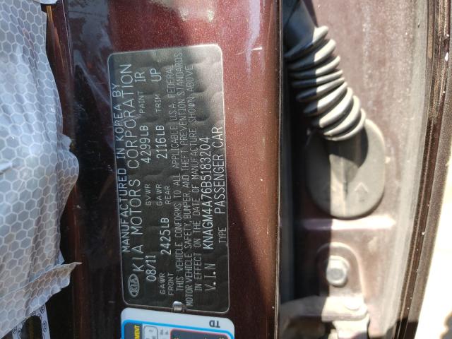 Photo 9 VIN: KNAGM4A76B5183204 - KIA OPTIMA LX 