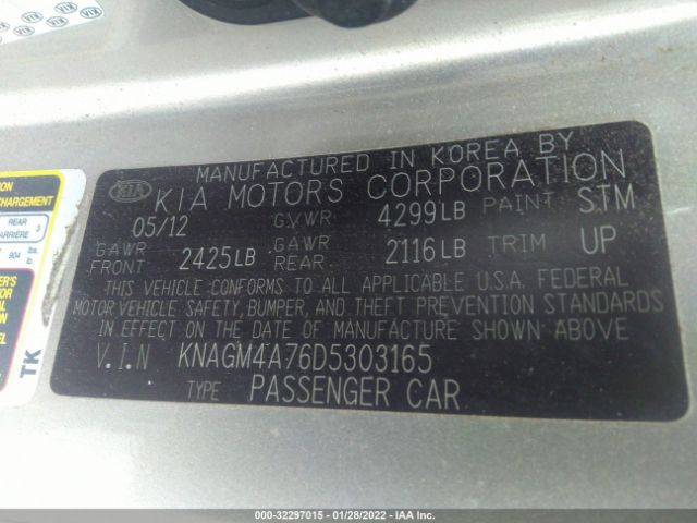 Photo 8 VIN: KNAGM4A76D5303165 - KIA OPTIMA 