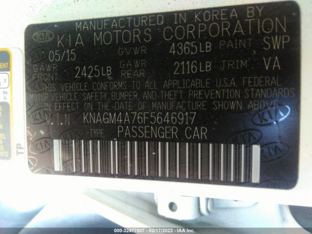 Photo 8 VIN: KNAGM4A76F5646917 - KIA OPTIMA 