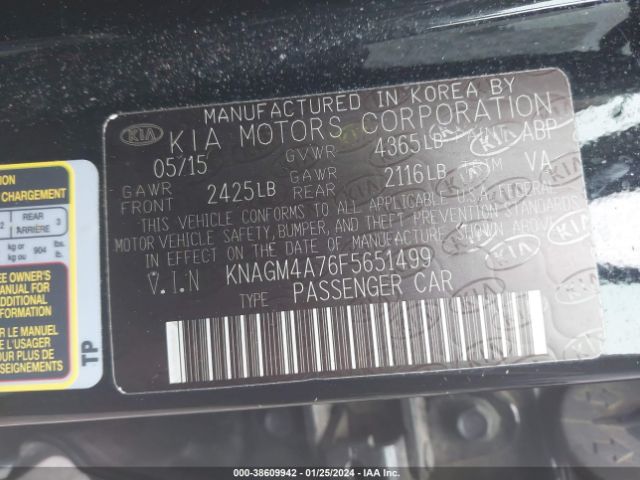 Photo 8 VIN: KNAGM4A76F5651499 - KIA OPTIMA 