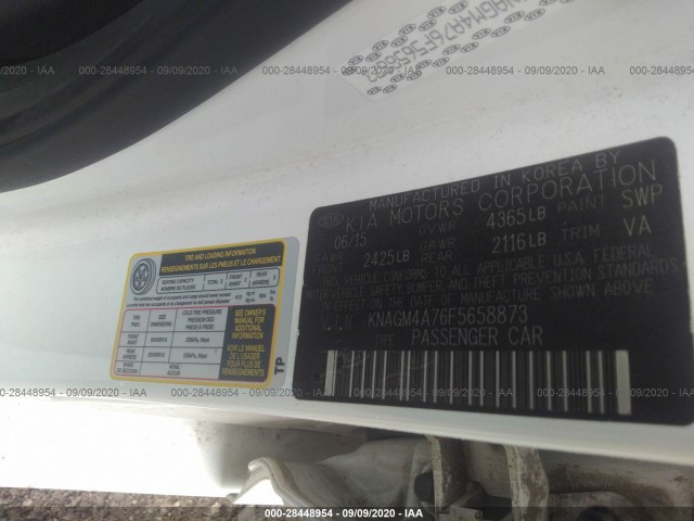 Photo 8 VIN: KNAGM4A76F5658873 - KIA OPTIMA 